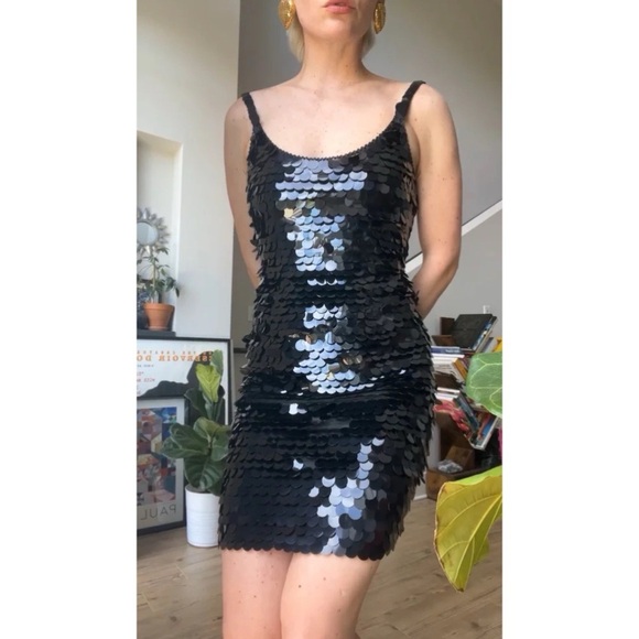Vintage Rampage Paris Dress Small Black Sequin Beaded Embellished S - Picture 8 of 8